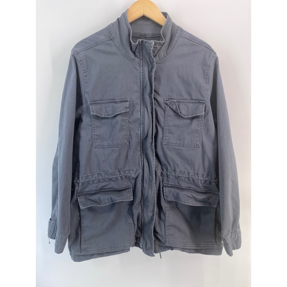 Time and Tru Mens XXXL Gray Utility Field Jacket Full Zip Military Cargo Coat